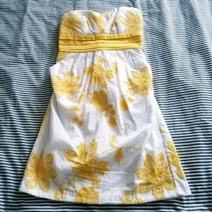 Strapless cotton embroidered dress